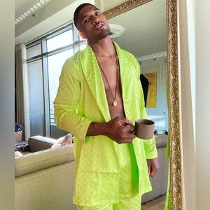 SAVAGE X FENTY SATIN JACQUARD ROBE  Green robe